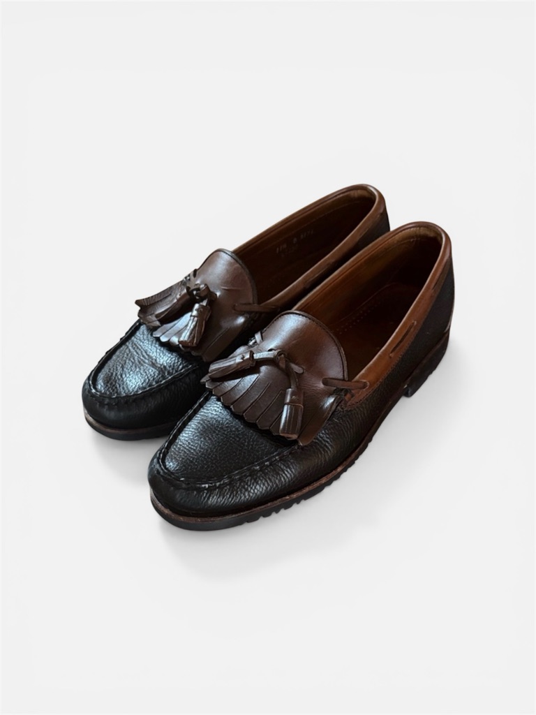 Allen Edmonds Nashua Loafers Shoes Kiltie Tassel Black & Brown Leather 11.5 B